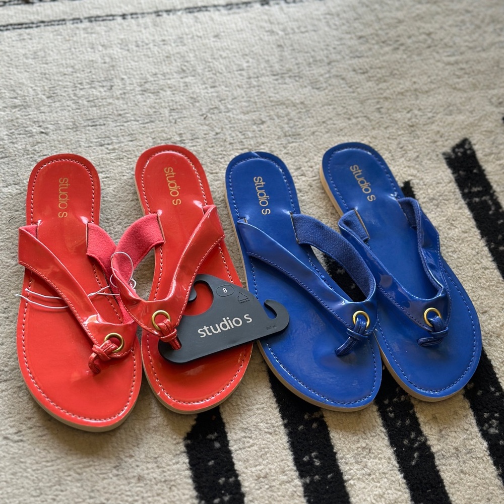 Studio S Vibrant Red/Blue Sandals SZ8